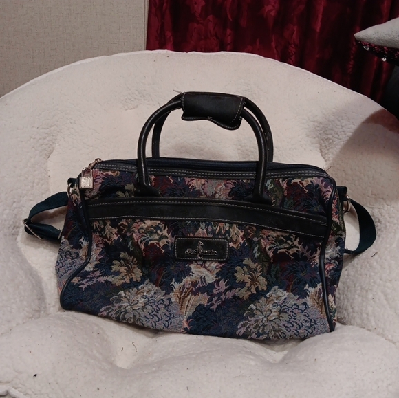Atlantic Vintage Carry On Shoulder Bag Green Floral Tapestry #39890-88F - Picture 6 of 7